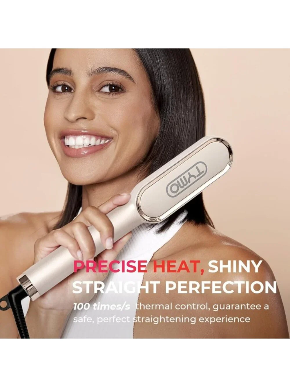 Fast Heating Hair Straightener Brush Comb for Women - 5 Temp Settings, Dual